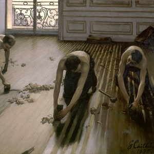 The Floor Scrapers Three Working Class Men Scraping the Floor 1875 Painting By Gustave Caillebotte on Matte Paper or Canvas FREE S/H in USA