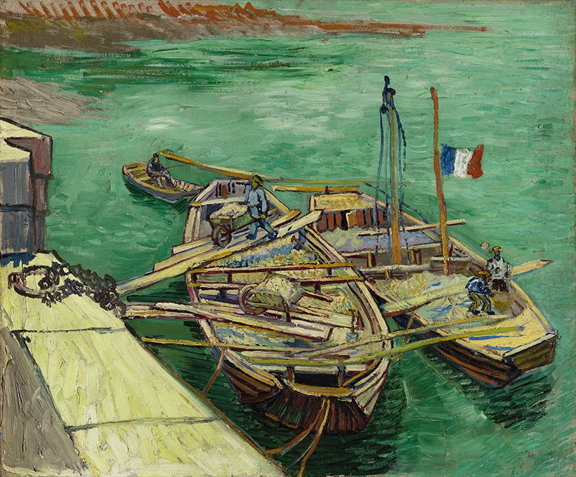 Vincent Van Gogh Barco Hombres Descargando Barcazas de Arena - Etsy España