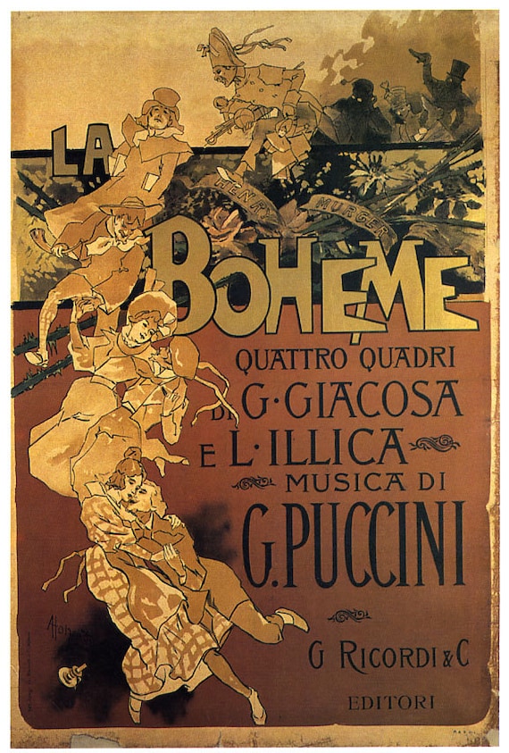 Music La Boheme Opera Music by G. Puccini Theater Show Vintage