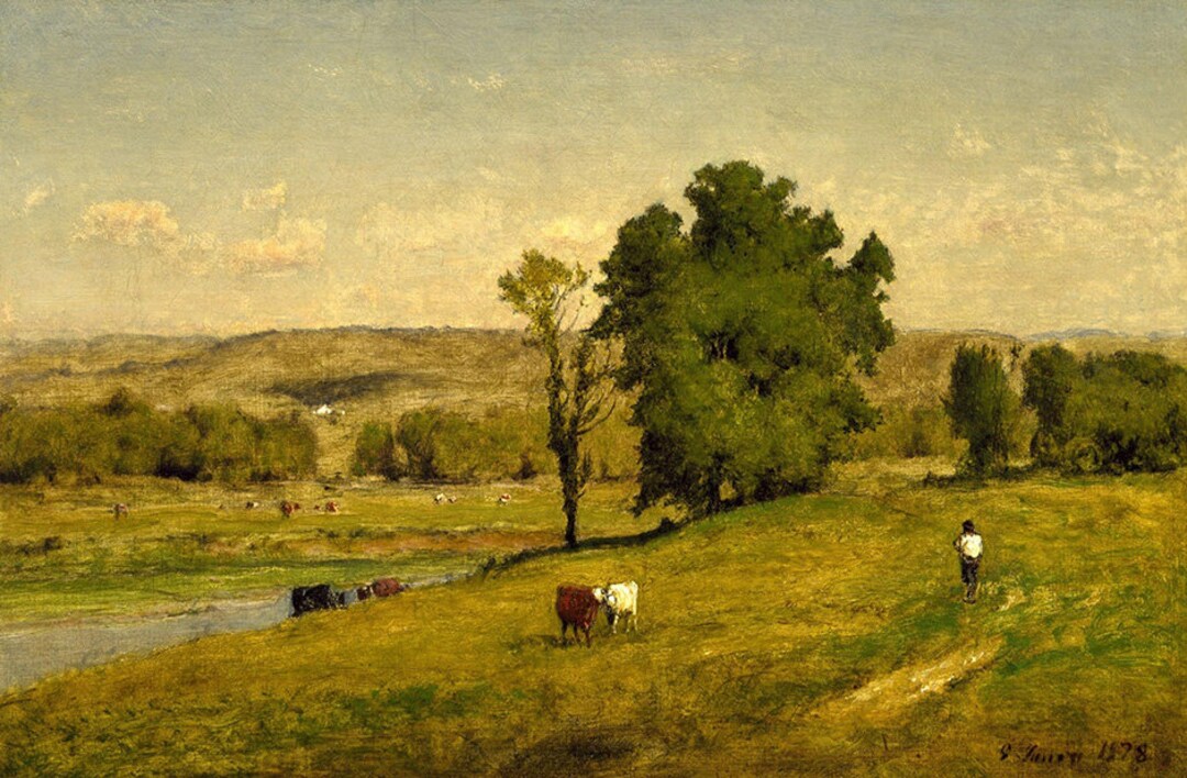 George Inness Cow Cattle Farm Landscape Amazing Quality Repro on Paper ...