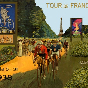 Vélo 16"x20 » Tour de France Cycle de course cycliste 1938 Français Sport Cycling vintage Poster Repro sur papier mat ou toile LIVRAISON GRATUITE aux États-Unis