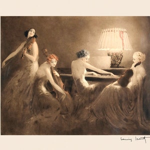 Icart 16&quot;x20&quot; Music Fashion Ladies Violin Piano Cello French Art Deco Vintage Poster Repro on Matte Paper or Canvas FREE SHIPPING in USA