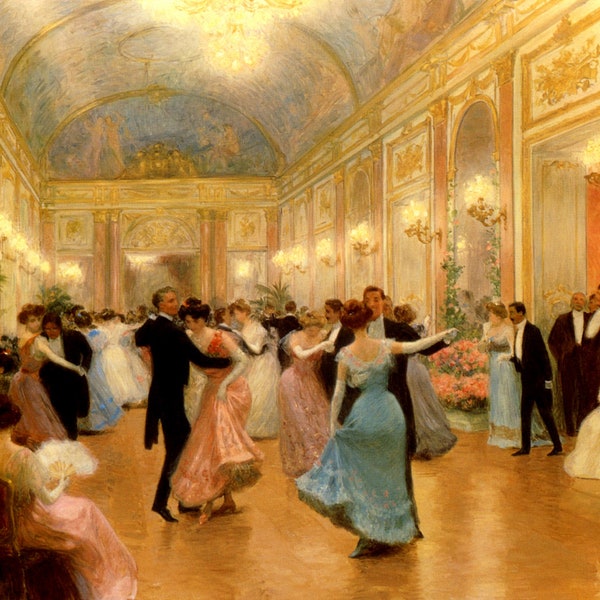 An Elegant Evening Ball Dance Ballroom Dancing France 1890 Painting By Victor Gabriel Gilbert Repro on Matte Paper or Canvas FREE S/H in USA