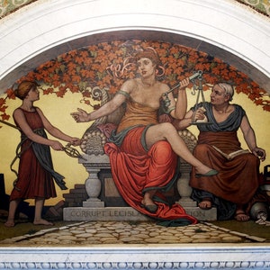 Peinture murale sur la législation corrompue, Bibliothèque du Congrès, peinture symboliste d&#39;Elihu Vedder, reproduction sur papier mat ou toile, livraison gratuite aux États-Unis