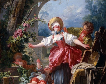 Jean Honore Fragonard Blind Man Buff Amazing Quality Repro on Matte Paper or Canvas FREE SHIPPING in USA