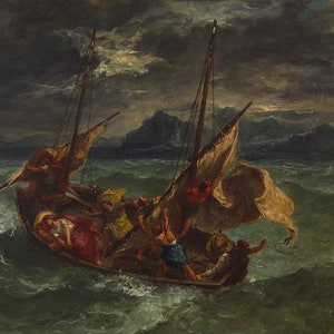 Eugene Delacroix Christ Jesus on the Sea of Galilee Amazing Quality Repro on Matte Paper or Canvas FREE SHIPPING in USA Shipped Rolled Up