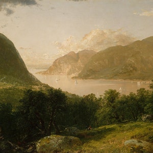 Hudson River Scene 1857 Sailing Sail Boats Landscape Painting By John Frederick Kensett Repro on Matte Paper or Canvas FREE SHIPPING in USA