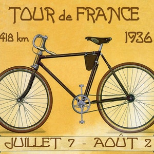 Bike 16&quot;x20&quot; Tour de France 1936 Bicycle Race Cycle French Sport Cycling Vintage Poster Repro on Matte Paper or Canvas FREE S/H in USA
