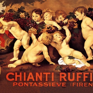 Chianti Ruffino Pontassieve Firenze Florence Italy Italia Italian Wine Grapes Boys Angels Vintage Poster Repro Free Shipping in USA