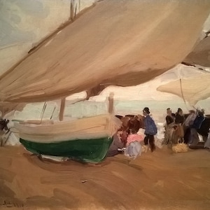 Boats and Fishermen Valencia Spain 1910 Painting by Joaquin Sorolla Repro on matte paper or canvas FREE S/H in USA