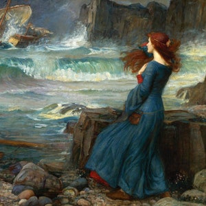 Miranda Heroine William Shakespeare Play The Tempest Shipwreck Painting By Waterhouse Repro on Matte Paper or Canvas FREE SHIPPING in USA