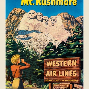 Mount Rushmore National Memorial Black Hills South Dakota Travel Tourism Vintage Poster Repro on matte paper or canvas FREE S/H in USA