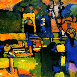 Arabs I Cemetery Colorful and Spiritual 1909 Expressionism Painting By Wassily Kandinsky on Matte Paper or Canvas FREE SHIPPING in USA
