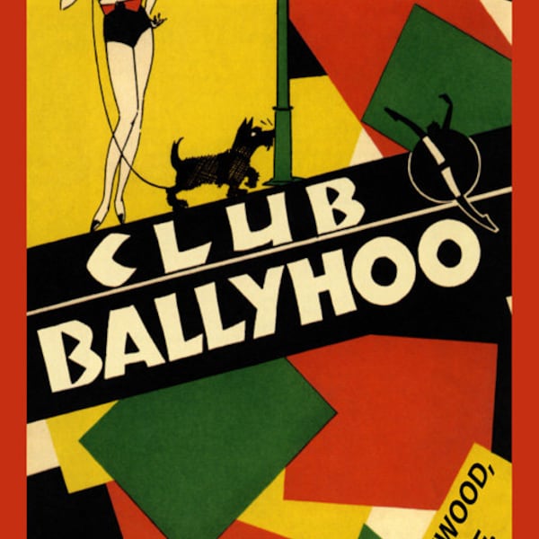 Bar Scottish Terrier Dog Sunset Blvd Club Ballyhoo Hollywood California Vintage Poster Repro on Matte Paper or Canvas FREE SHIPPING in USA