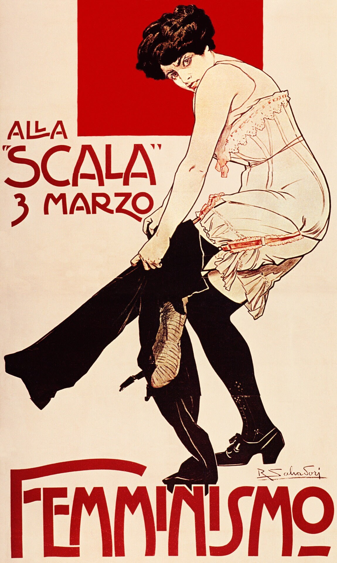 Girl Lady Feminism Feminist Social Equality of the Sexes Alla Scala Femminismo Italy Italia Italian Vintage Poster Repro Free Shipping in US