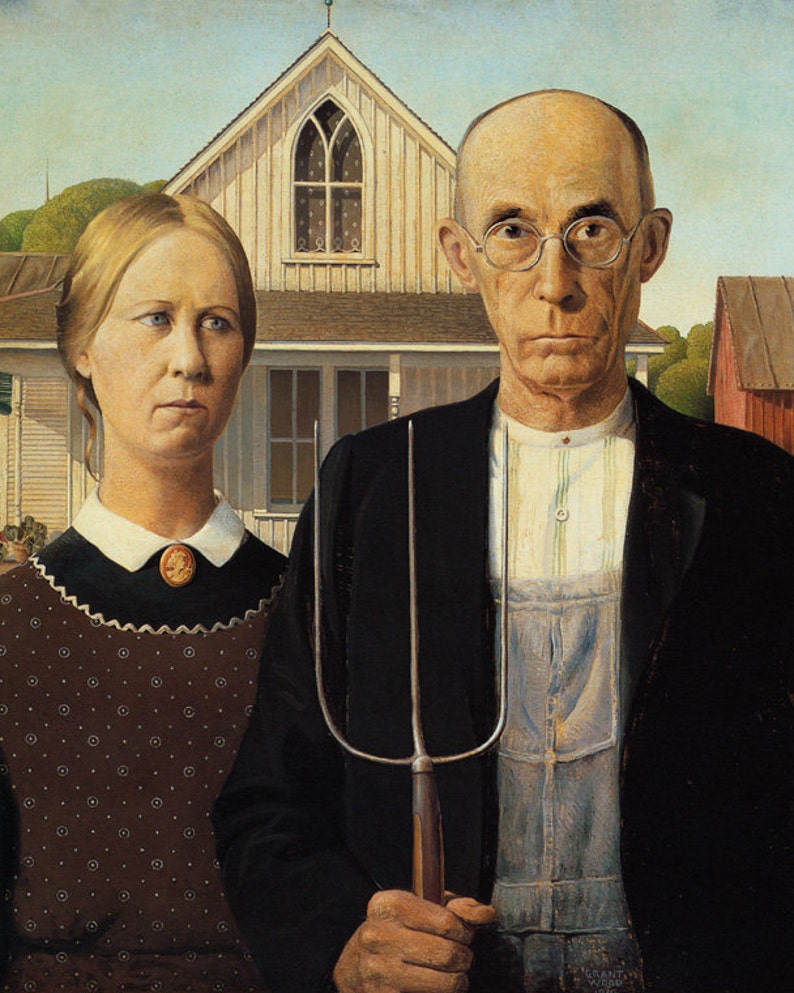 Grant Wood 16 X 20 American Gothic 1930 American image 0