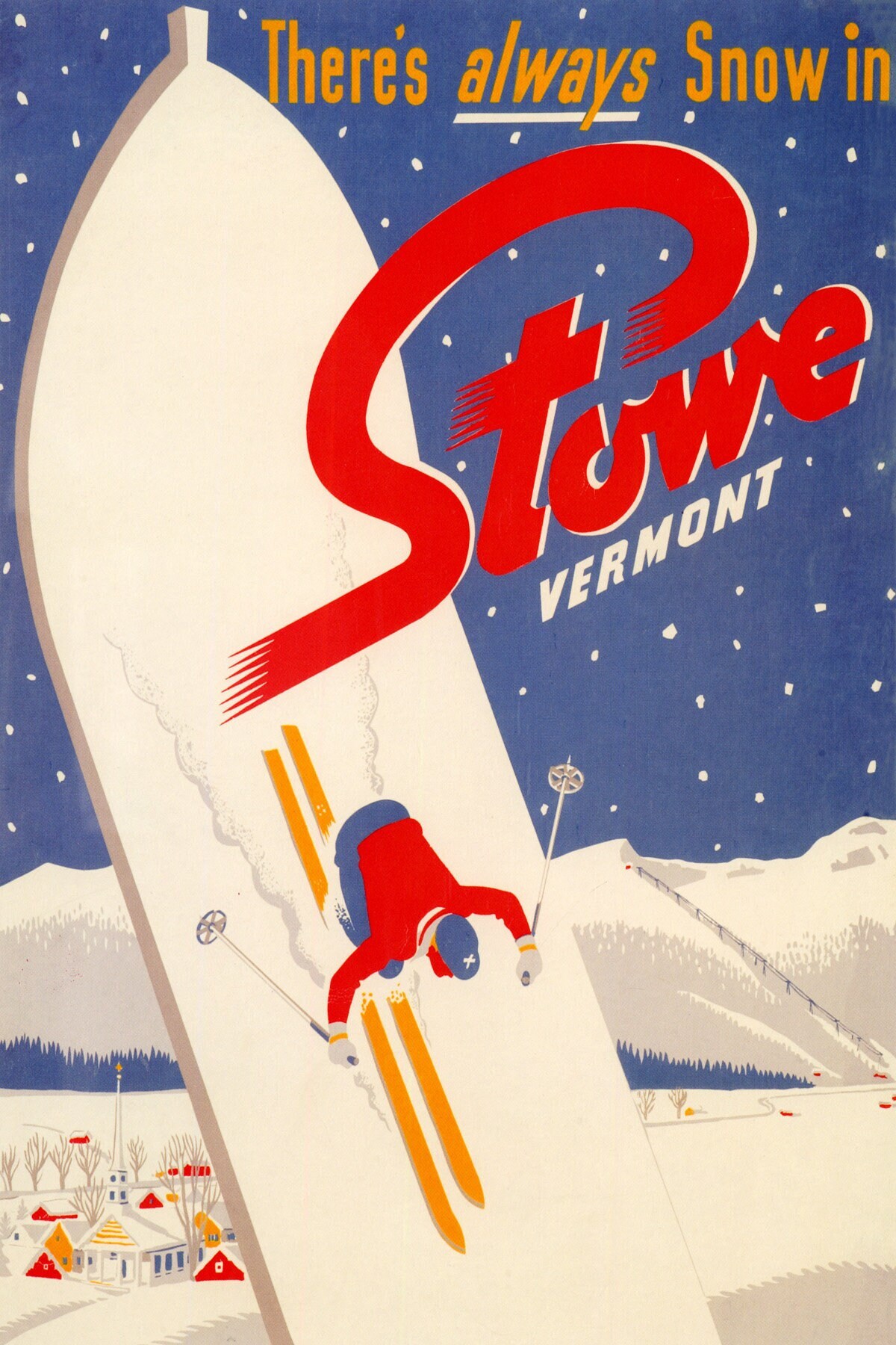 非売品 80年代 三井物産スポーツ サロモン スキー ポスター レトロ 当時物 There is Always Snow in Stowe Vermont Ski Downhill Skiing
