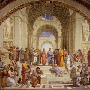 Socrates Aristotle Plato The School of Athens Philosophers Philosophy By Raffaello Raphael Sanzio on Matte Paper or Canvas FREE S/H in USA