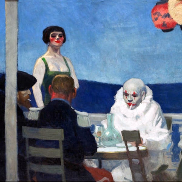 Bar restaurant Soir Bleu par Edward Hopper reproduction d'oeuvres d'art sur papier mat ou toile expédié enroulé LIVRAISON GRATUITE aux États-Unis