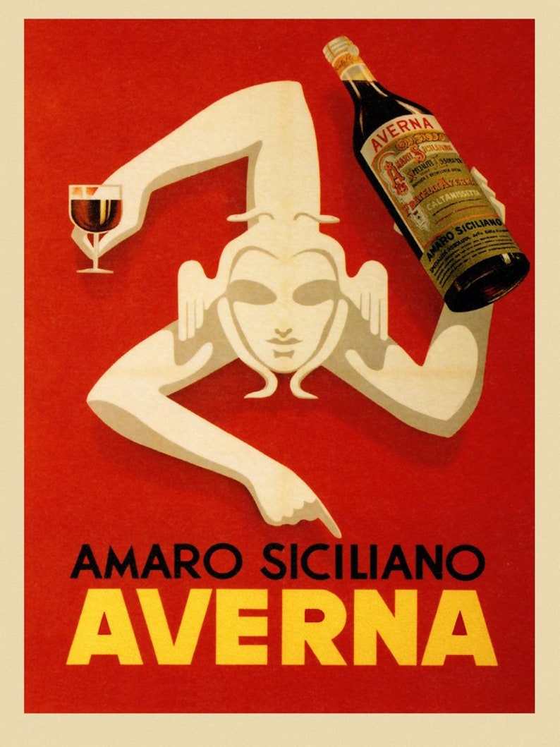 POSTER Bar Amaro Siciliano Averna Red Wine Italy Italia Italian Drink Bar Restaurant Vintage Poster Repro Matte Paper/Canvas FREE S/H in USA image 1