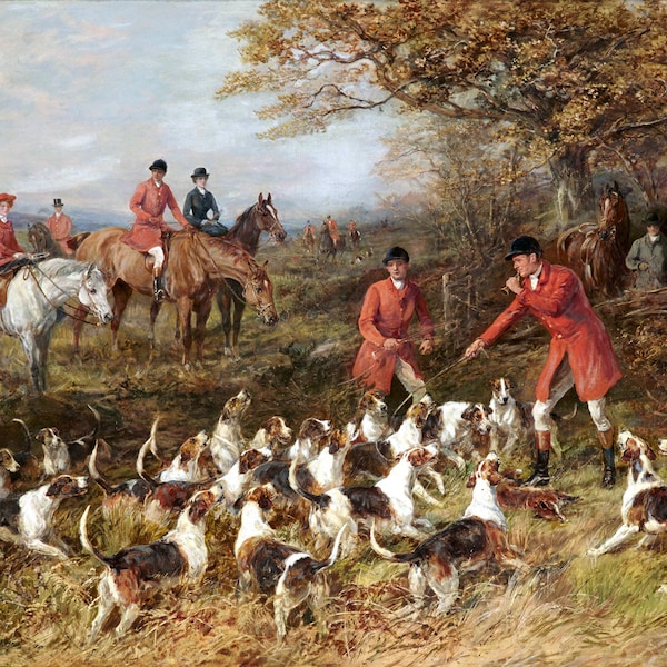 Hunters and Hounds Horses English Foxhound Fox Hunting Dogs Painting Landscape By Heywood Hardy Repro Matte Paper or Canvas FREE S/H in USA