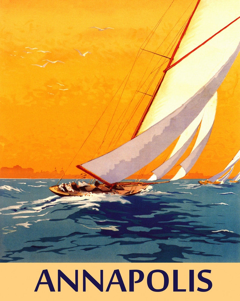 Maryland Sail Boat Sailing in Annapolis American Travel Etsy