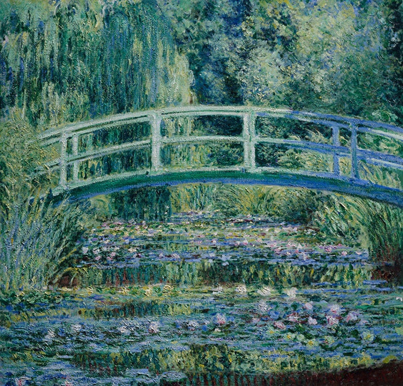Claude Monet Water Lilies Flowers and Japanese Bridge Fine image 0