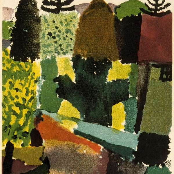 Park Expressionism Landscape 1920 Painting By Swiss Born German Artist Paul Klee Repro on Matte Paper or Canvas FREE SHIPPING in USA