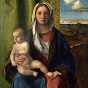 Giovanni Bellini Madonna Child Landscape Quality Repro on Matte Paper or Canvas FREE SHIPPING in USA