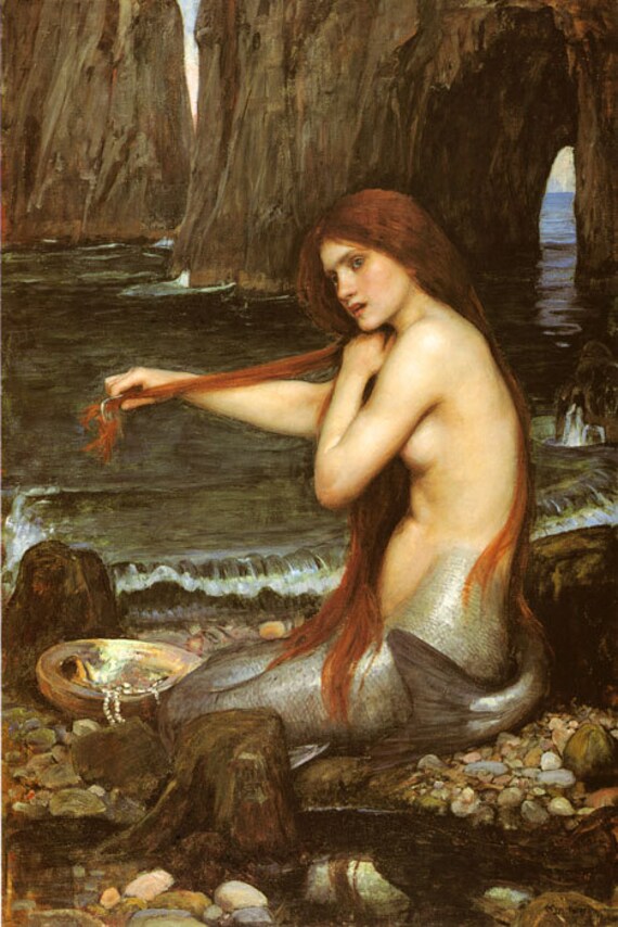 Mermaid Sirens with Jewelry John William Waterhouse Art Poster Repro FREE S//H