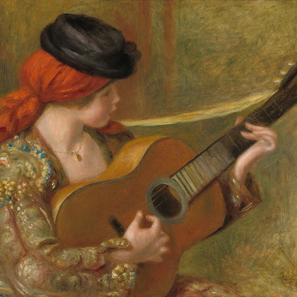 Pierre Auguste Renoir Young Spanish Woman with a Guitar Music Amazing Quality Repro on Matte Paper or Canvas FREE SHIPPING in USA