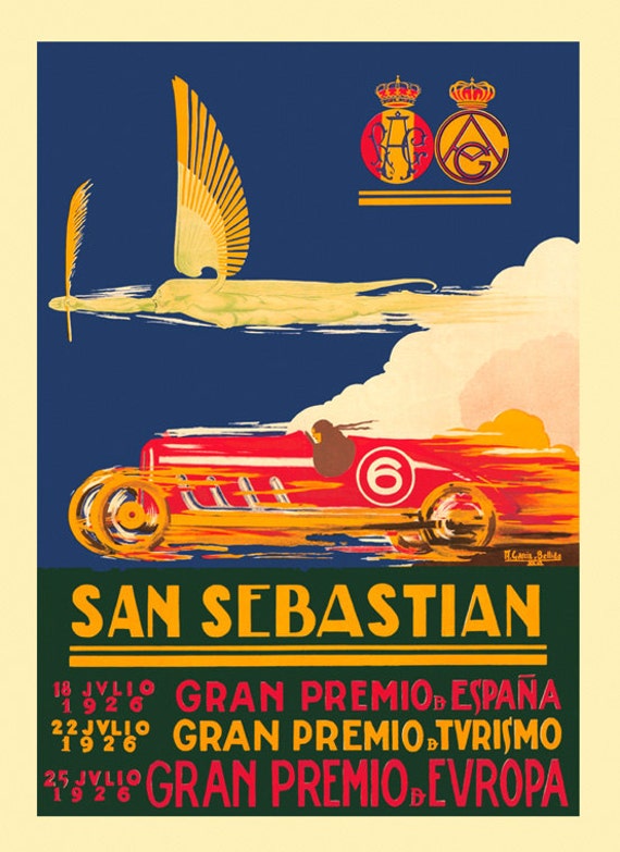 MONACO BUGATTI FASTEST ITALIAN CAR RACING GRAND PRIX RACE VINTAGE POSTER REPRO