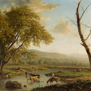 George Inness Horse Cow Cattle Farm Pasture Pastoral Scene Landscape ...