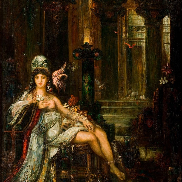 Delilah contemplate the downfall of Samson Symbolist Amazing Painting By Gustave Moreau on Matte Paper or Canvas Repro FREE SHIPPING in USA