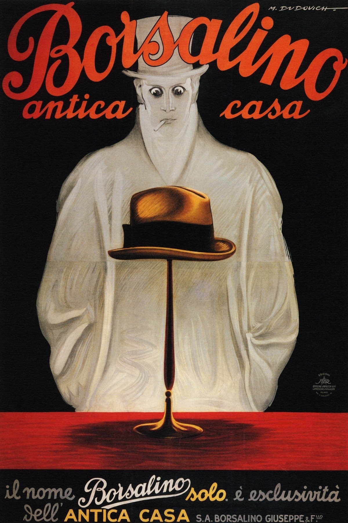 Meter Kreet zondaar Poster Borsalino Italian Fashion Hat Antica Casa Antique House - Etsy