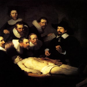 The Anatomy Lesson of Dr. Nicolaes Tulp 1632 Medicine Surgeon Painting by Rembrandt Repro on Matte Paper or Canvas FREE SHIPPING in USA