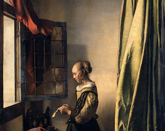 Johannes Vermeer Girl Reading a Letter by an Open Window Amazing Quality Repro on Matte Paper or Canvas FREE SHIPPING in USA