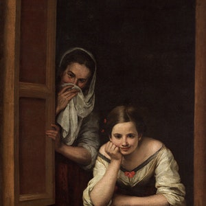 Bartolome Esteban Murillo Two Women at a Window Amazing Quality Repro on Matte Paper or Canvas FREE SHIPPING in USA Shipped Rolled Up