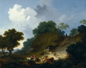 Jean Honore Fragonard Landscape with Shepherds and Flock of Sheep Amazing Quality Repro on matte paper or canvas FREE S/H in USA