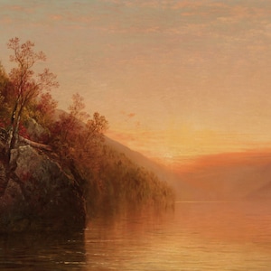 Lake George at Sunset Adirondack Mountains 1872 American Artist Painting By John Frederick Kensett on matte paper or canvas FREE S/H in USA