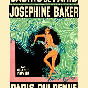 Josephine Baker Casino de Paris Fashion Dance Show Theater Vintage Poster Repro on Matte Paper or Canvas FREE SHIPPING in USA