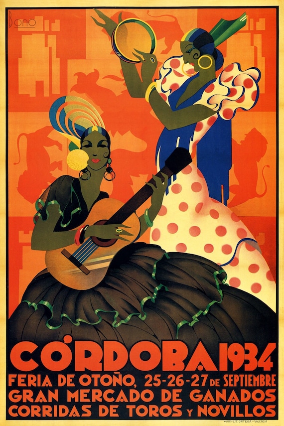 Cuarteto de cuerdas/チェゲバラ/ポスター Cordoba 1934 Fall Fair Spain Spanish Fashion Woman Playing Guitar