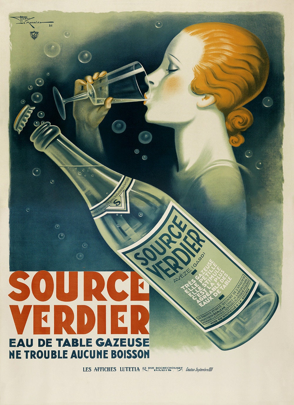 Vintage Bologna Sparkling Water Poster – Siren Mermaid Art Print, Italy Food & Drink Decor