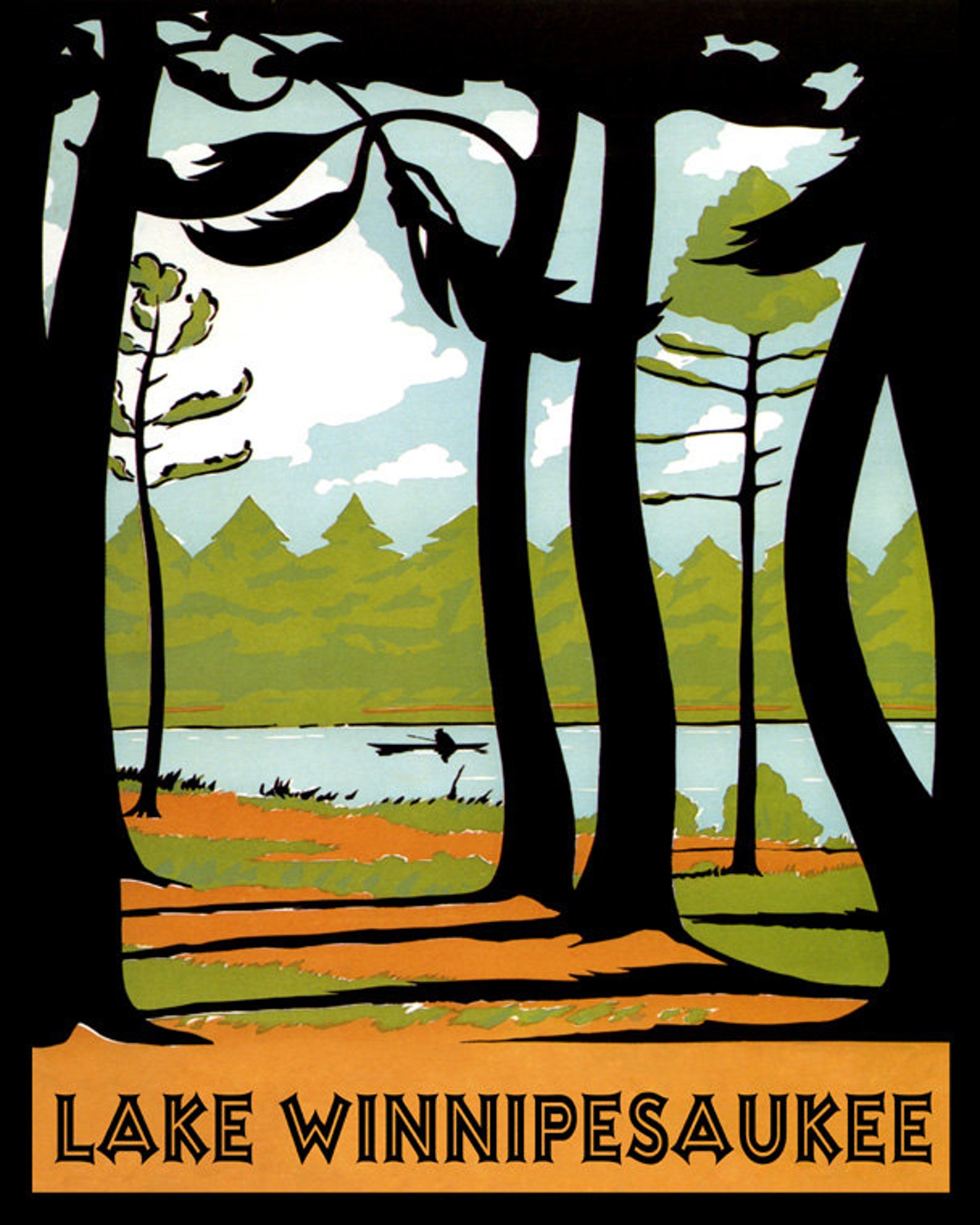 Lake Winnipesaukee 16 X 20 Canoe New Hampshire White Mountains Travel