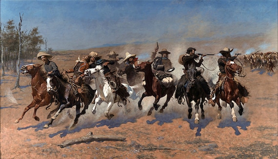Frederic Remington A Dash for the Timber Horses Cowboy Gun Fire American West Amazing Quality Repro on Paper or Canvas FREE SHIPPING in USA