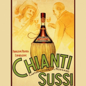 Bar Chianti Cheers  Red Chianti Sussi Florence Firenze Drink Drinking Italy Italia Italian Vintage Poster Repro FREE SHIPPING in USA