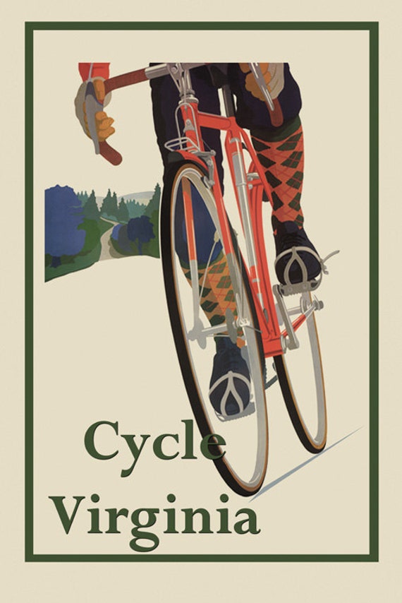Bike Cycle Virginia Riding Bicycle Cycling Roads of America Sport Vintage Poster Repro on Matte Paper or Canvas FREE SHIPPING in USA
