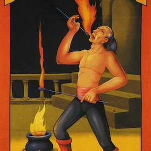 Freak Show Circus Show Sideshow The Man Fire Worshipper Vintage Poster Repro on Paper or Canvas FREE SHIPPING USA