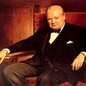 Portrait Sir Winston Churchill Prime Minister England UK Painting by Arthur Pan Repro on Matte Paper or Canvas FREE SHIPPING in U.S.A