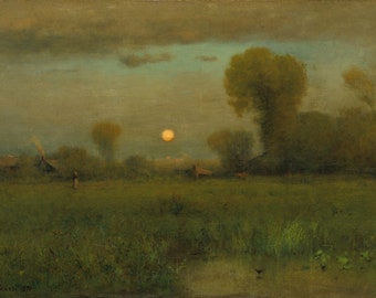 Harvest Moon Farm Countryside Rural American Landscape 1891 Painting By George Inness Repro on Matte Paper or Canvas FREE SHIPPING in USA